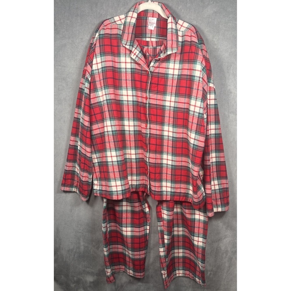 Hanna Andersson Red Plaid Flannel Pajamas XXL‎ Women's 2PC Set Holiday 2025